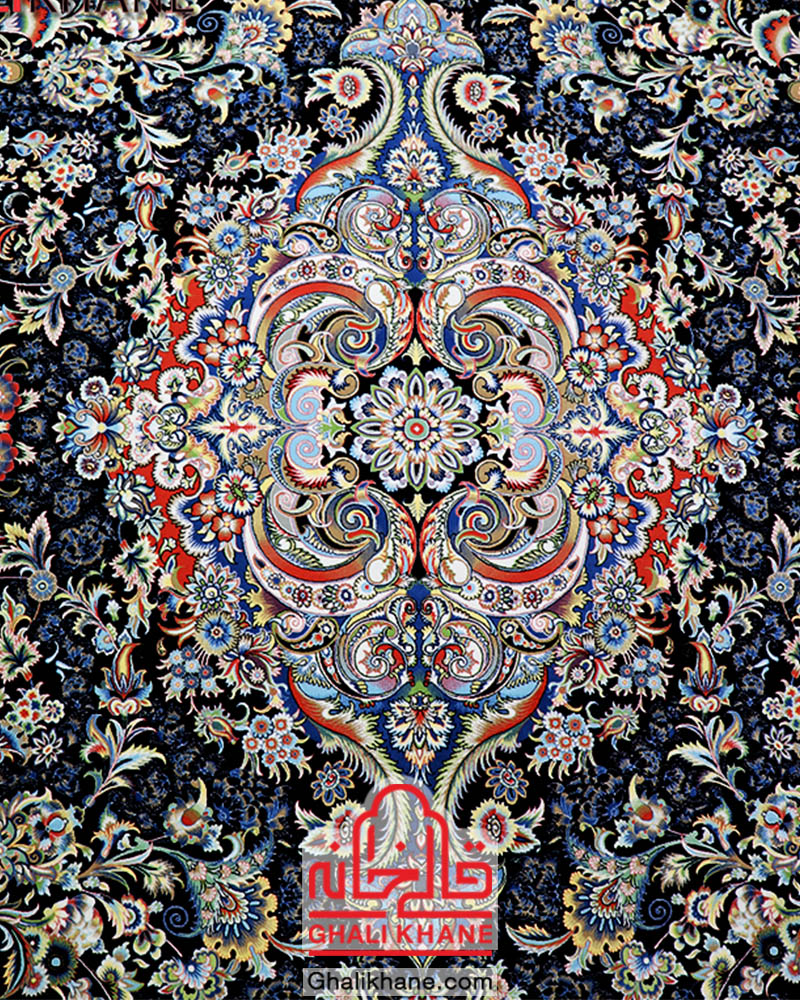 فرش مشهد 1200 شانه کد 802026 سرمه ای