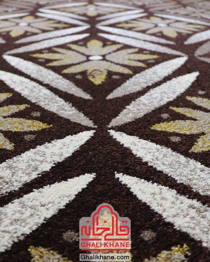 گلیم فرش ماشینی ساوین طرح رایان قهوه ای