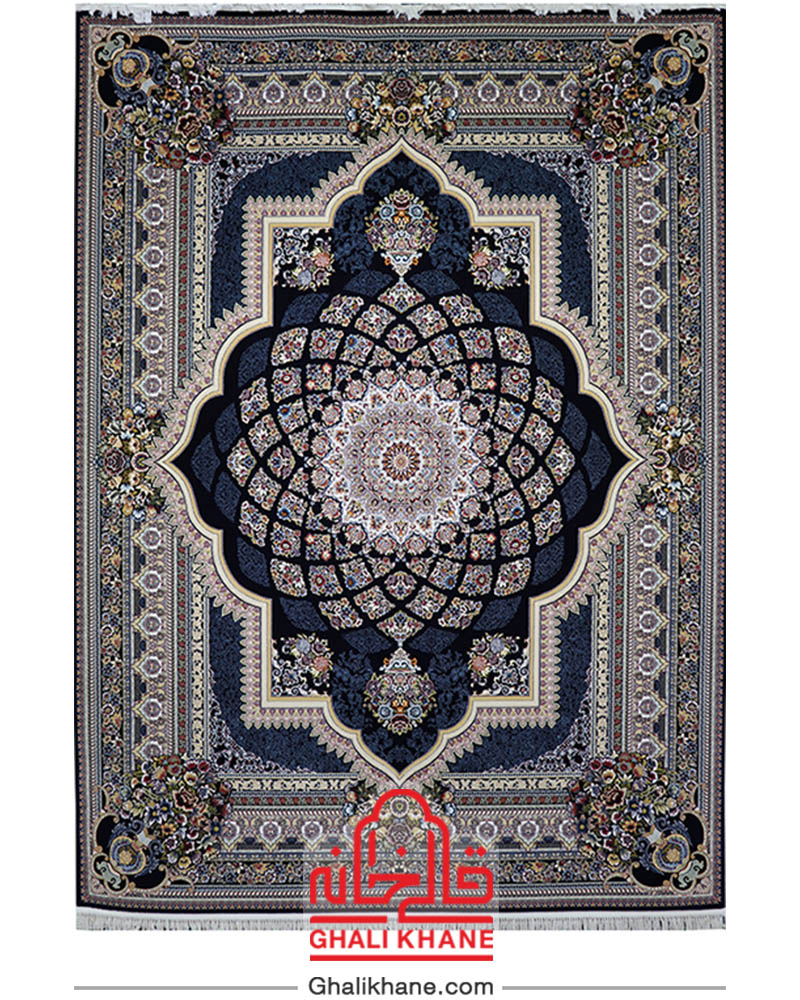 فرش زمرد مشهد 700 شانه کد 25036 سرمه ای