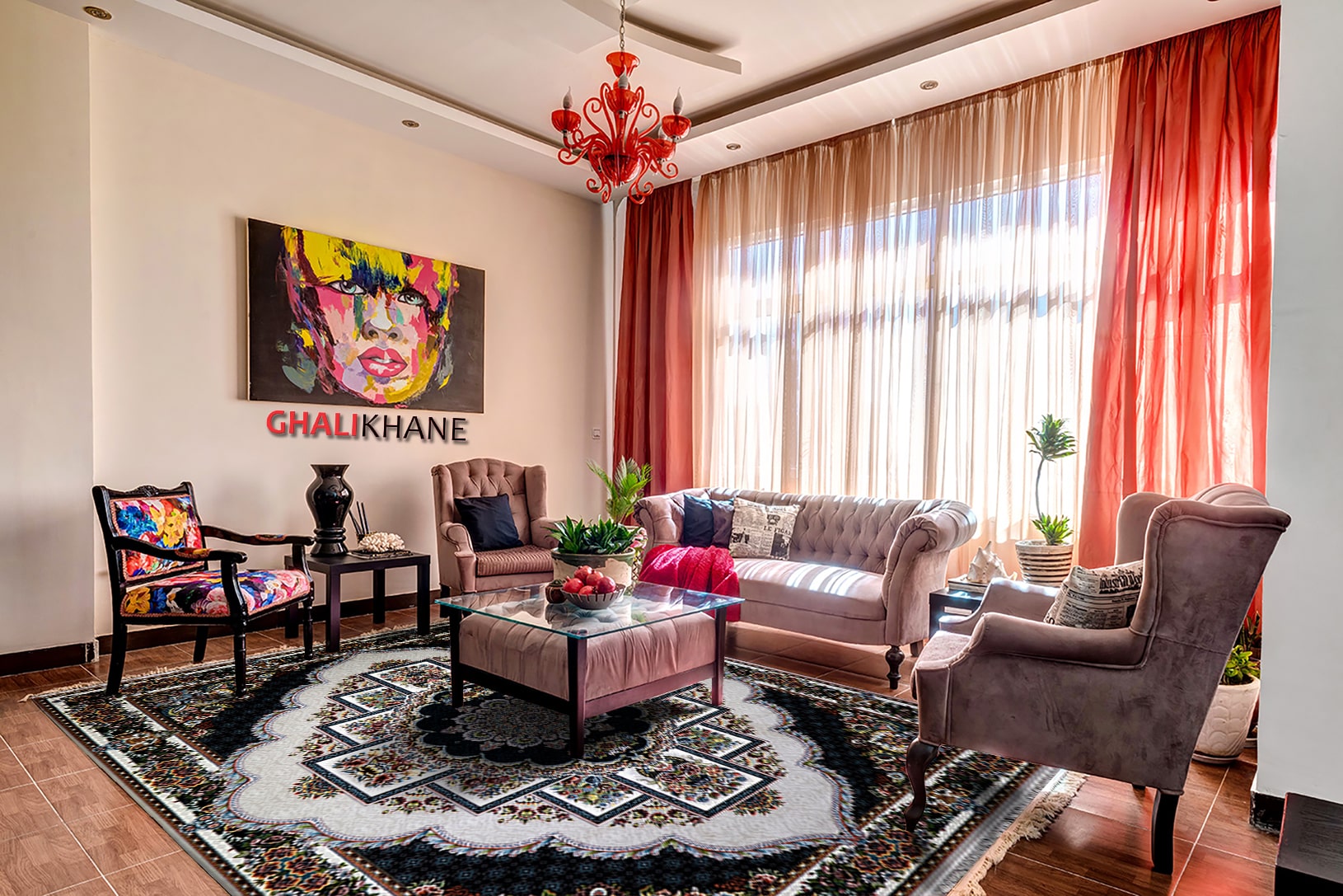 فرش نگین مشهد 700 شانه کد 2596 طرح ناردون فیلی