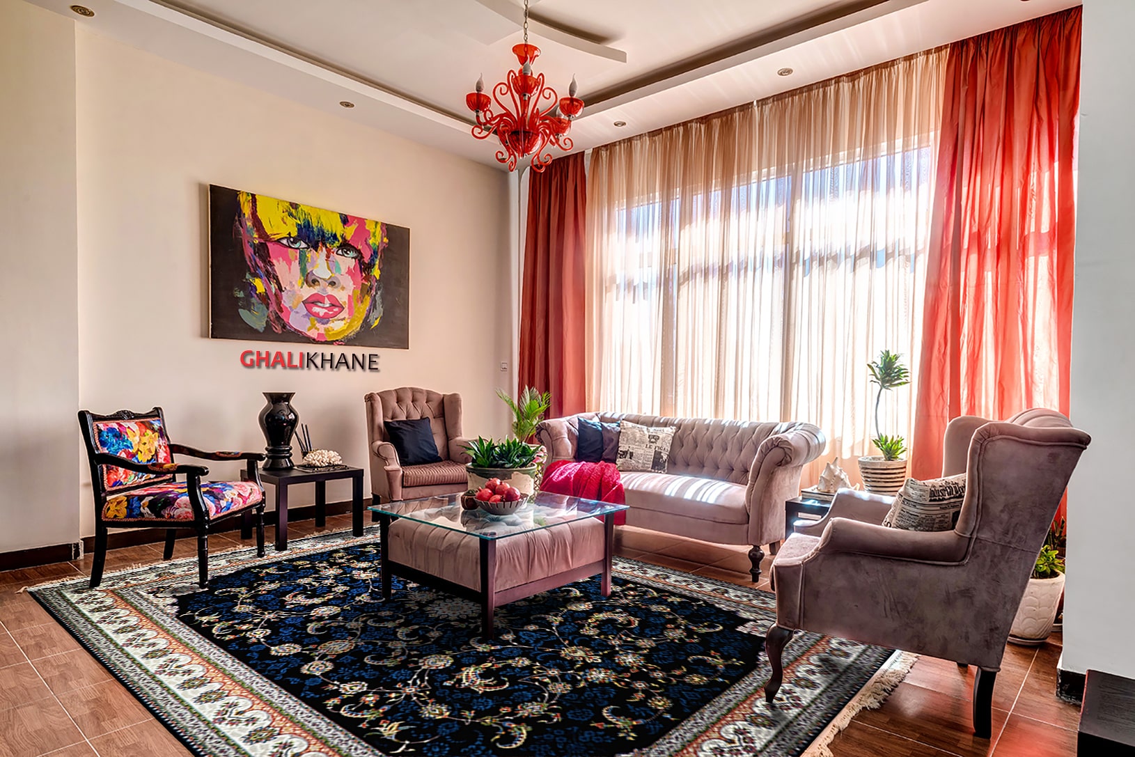 فرش نگین مشهد 700 شانه کد 2599 طرح افشان سرمه ای