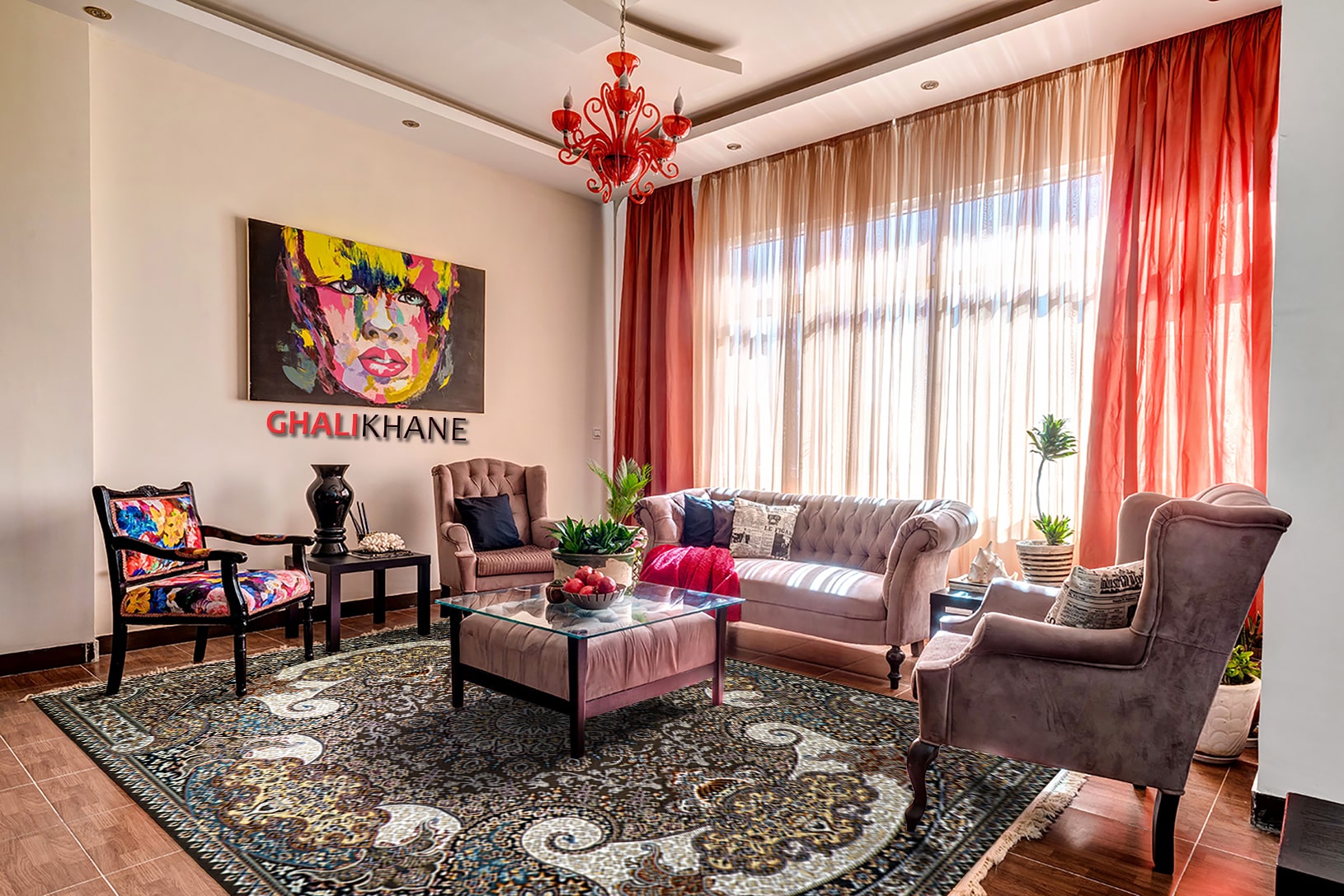 فرش نگین مشهد 500 شانه کد 28009 گردویی