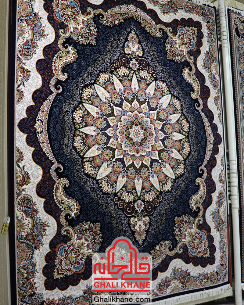 فرش زمرد مشهد 700 شانه کد 25035 سرمه ای