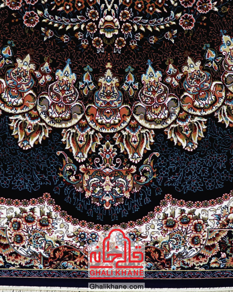 فرش زمرد مشهد 500 شانه کد 18130 سرمه ای