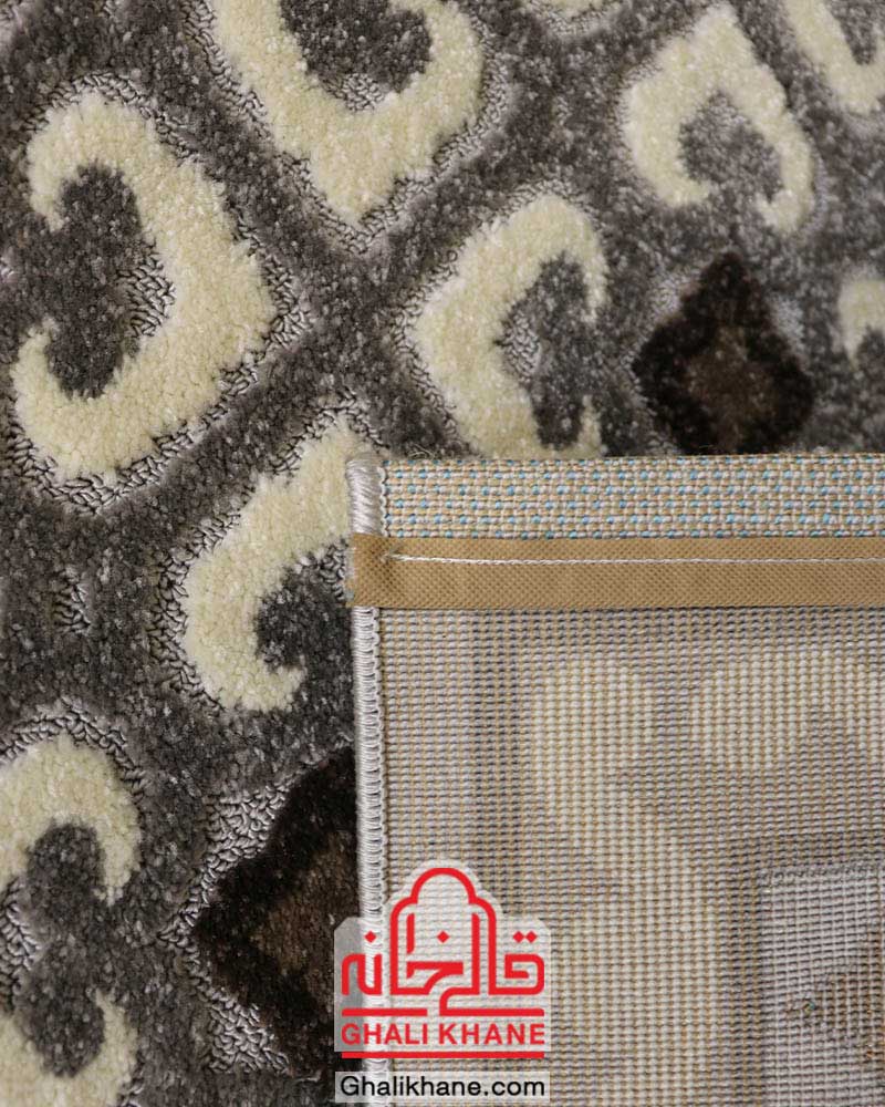 گلیم فرش ماشینی ساوین کد 7409 نقره ای