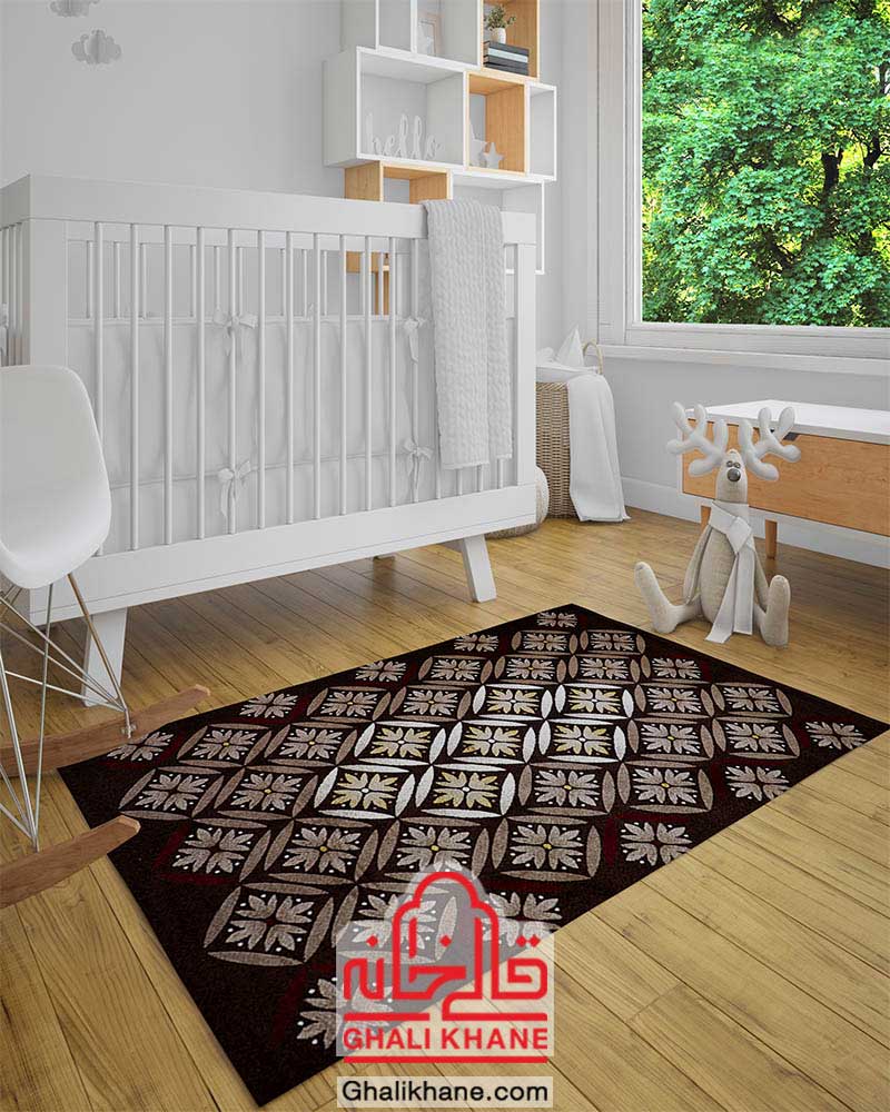 گلیم فرش ماشینی ساوین طرح رایان قهوه ای