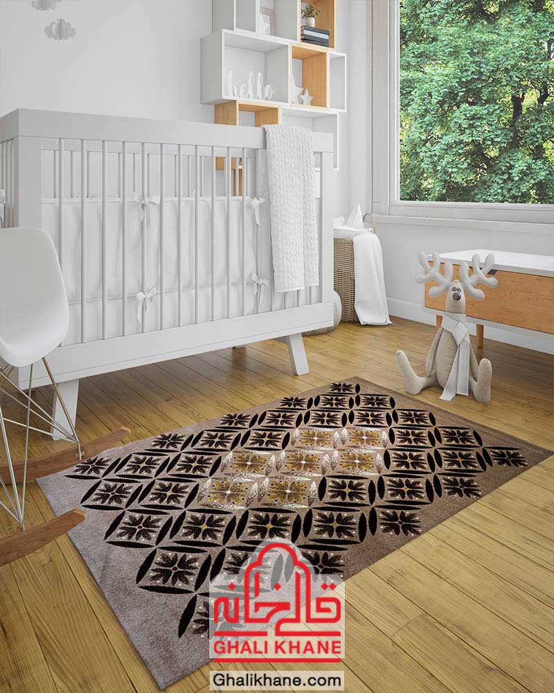 گلیم فرش ماشینی ساوین طرح رایان شکلاتی