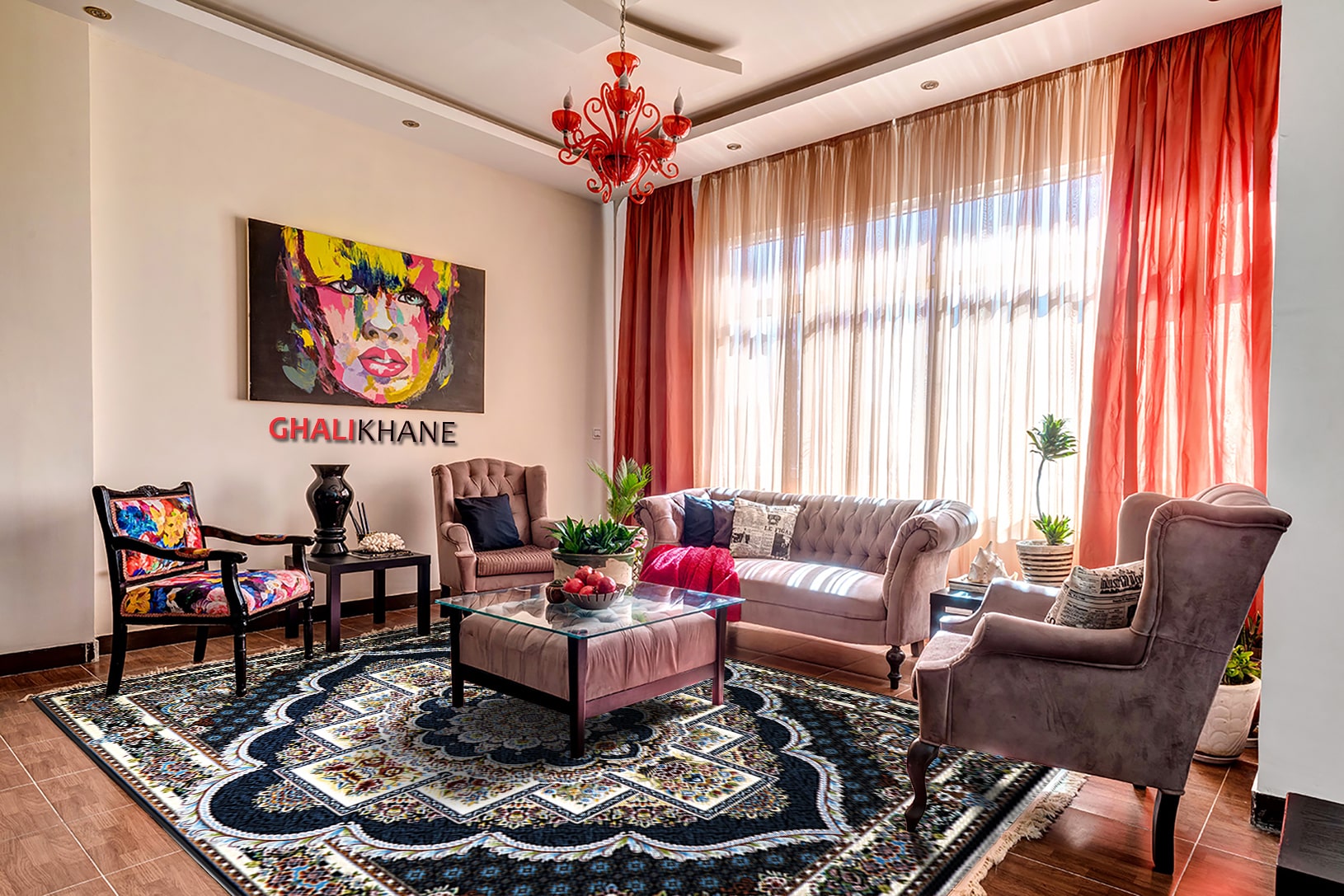 فرش نگین مشهد 700 شانه کد 2596 طرح ناردون سرمه ای