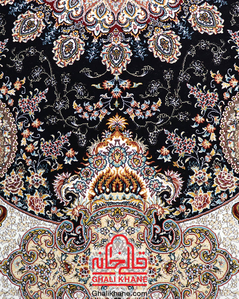 فرش نگین مشهد 500 شانه کد 28009 سرمه ای