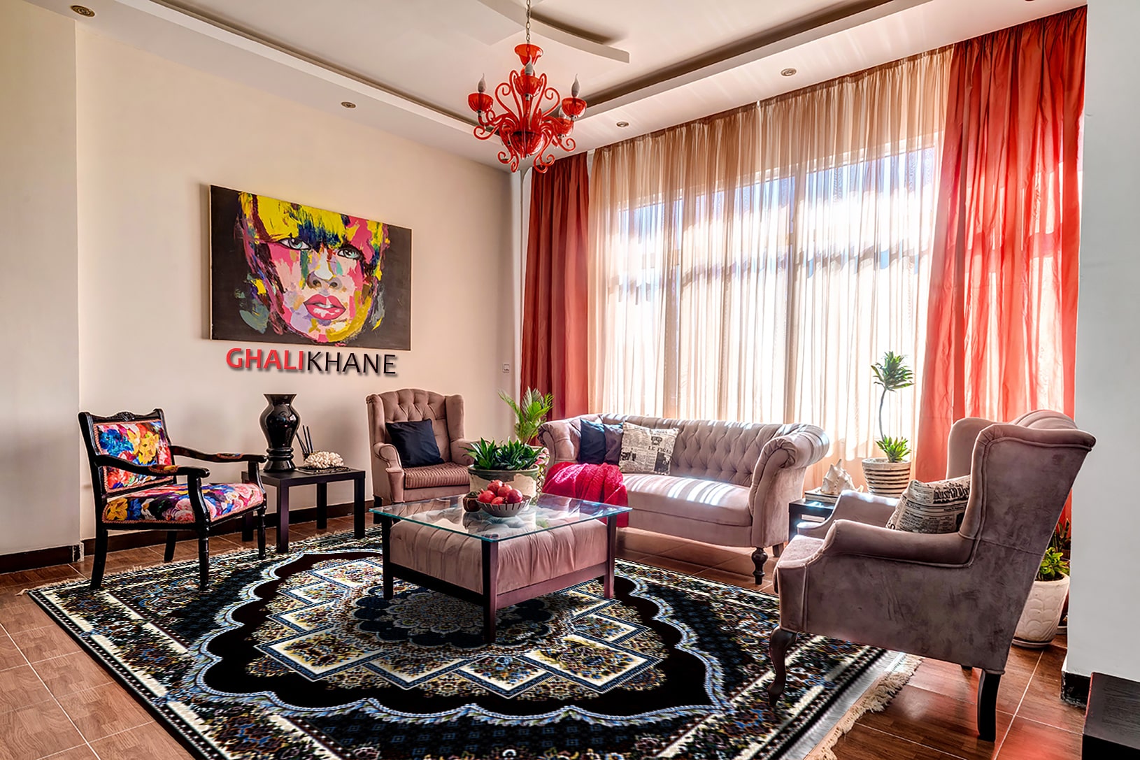 فرش نگین مشهد 700 شانه کد 2596 طرح ناردون لاکی