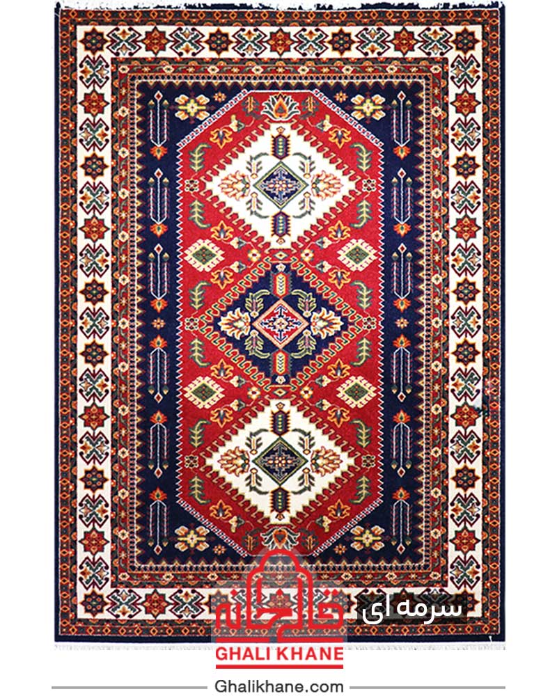 گلیم فرش ماشینی ساوین طرح آنیتا سرمه ای