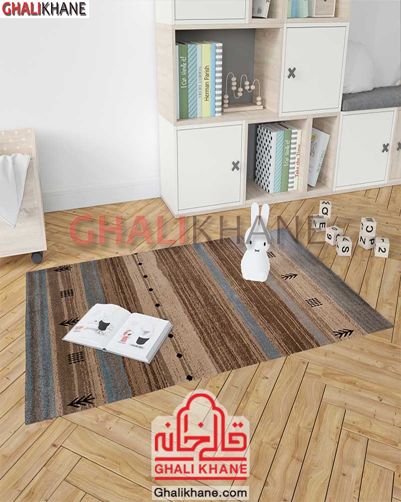 گلیم فرش ماشینی ساوین کد 4002 شکلاتی