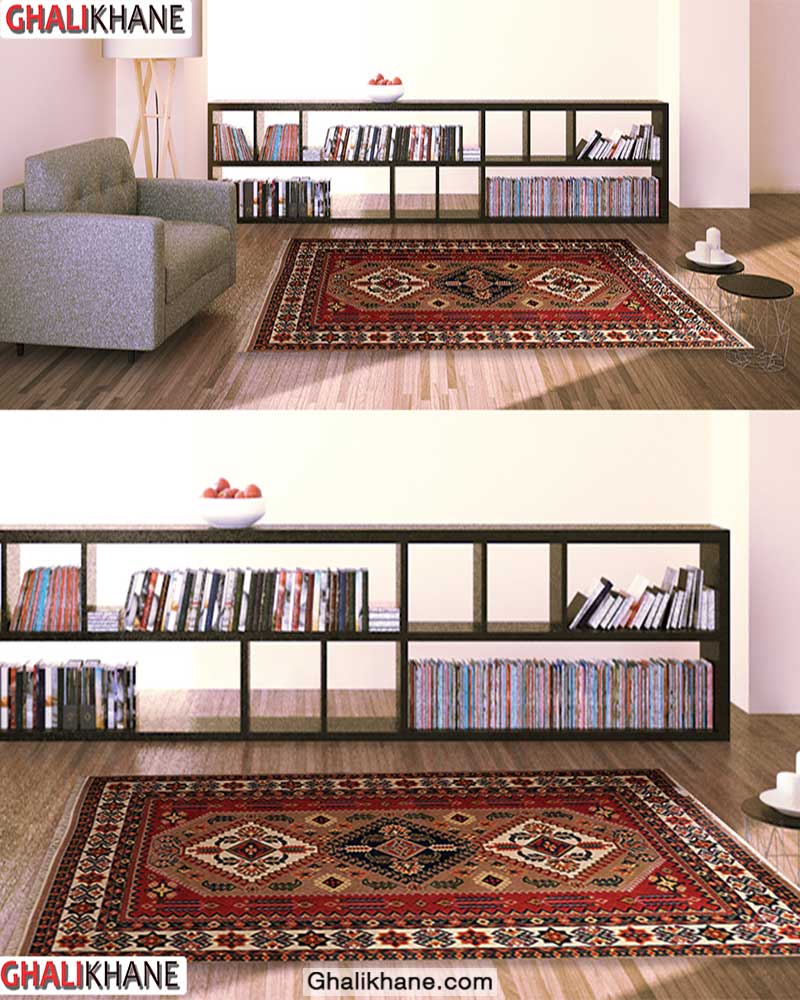 گلیم فرش ماشینی ساوین طرح آنیتا شکلاتی