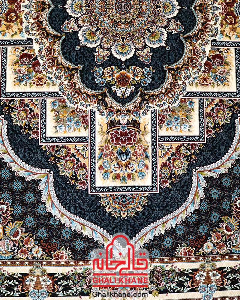 فرش نگین مشهد 700 شانه کد 2596 طرح ناردون سرمه ای