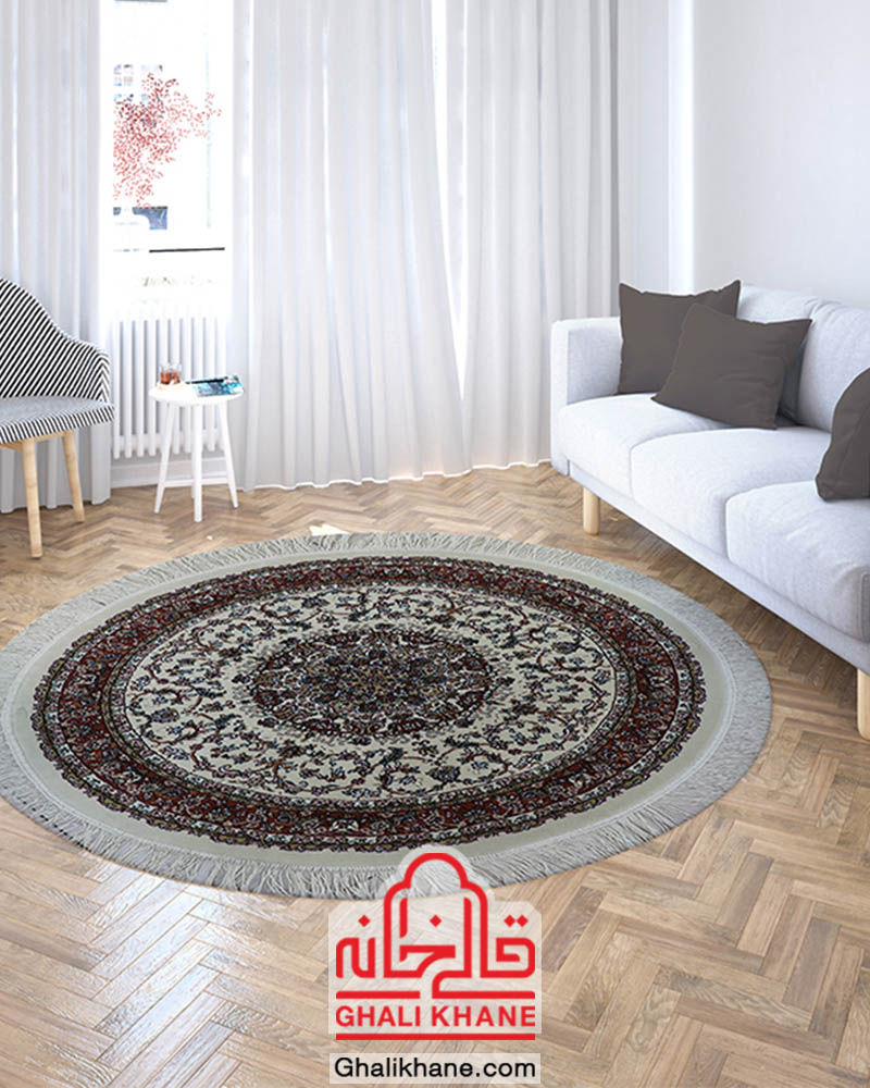 فرش زمرد مشهد 700 شانه کد 14003 کرم گرد