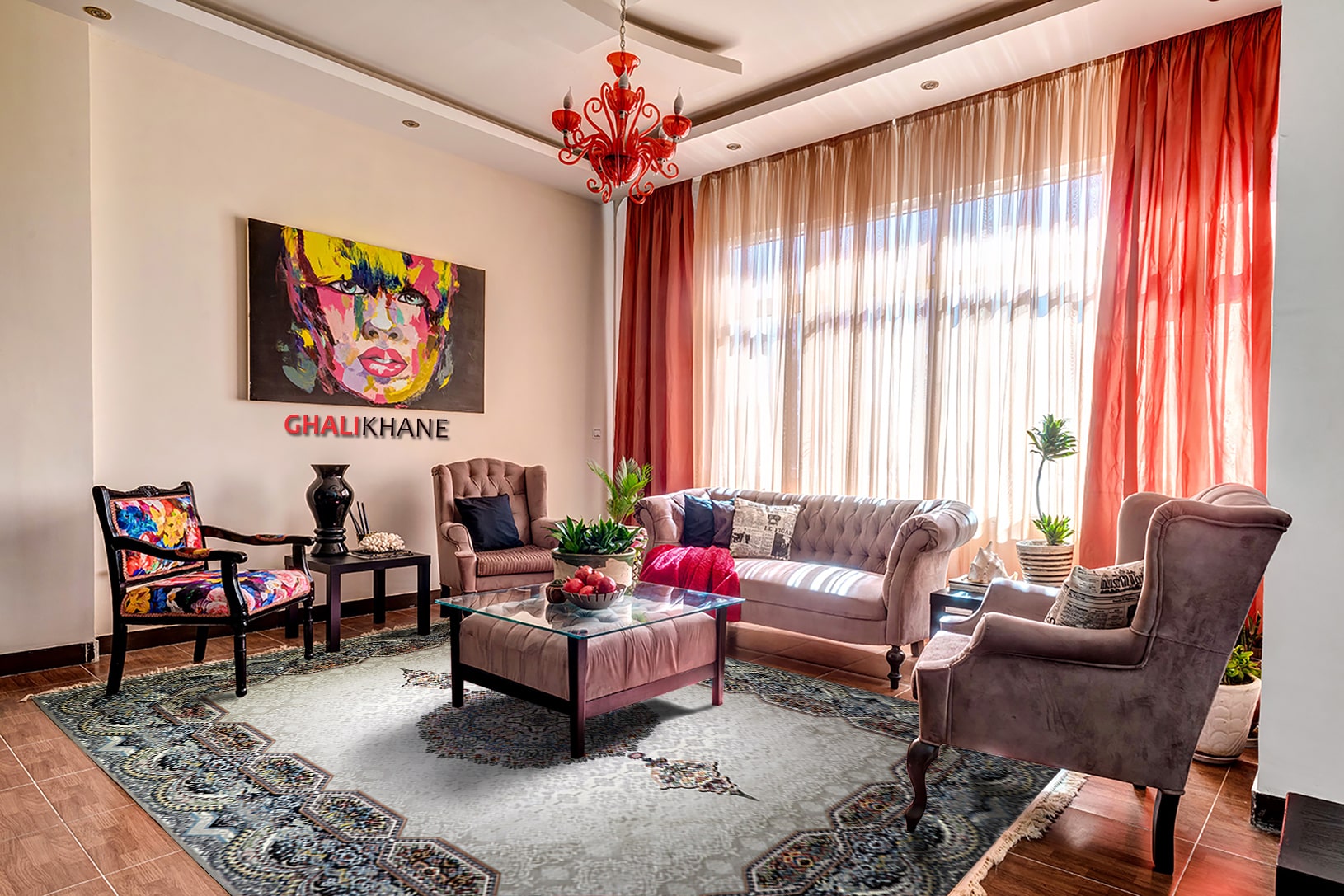 فرش نگین مشهد 700 شانه کد 2600 طرح هالیدی فیلی