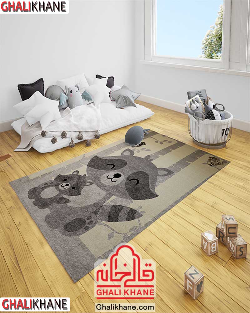 گلیم فرش ماشینی ساوین کد 4031 طرح راکون