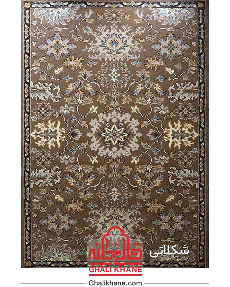 گلیم فرش ماشینی ساوین کد 4041 شکلاتی