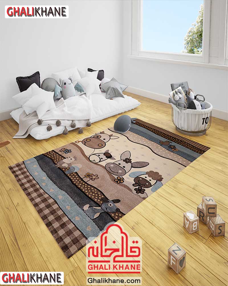 گلیم فرش ماشینی ساوین کد 4034 کرم