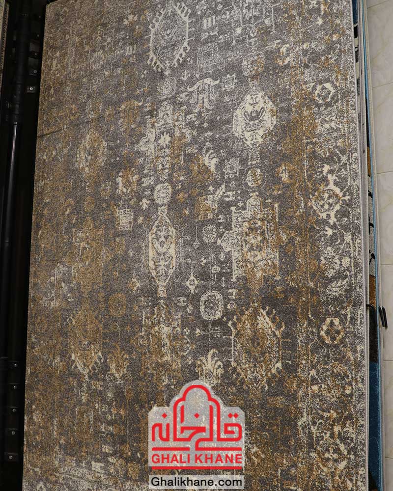 گلیم فرش ماشینی ساوین کد 4061 طوسی