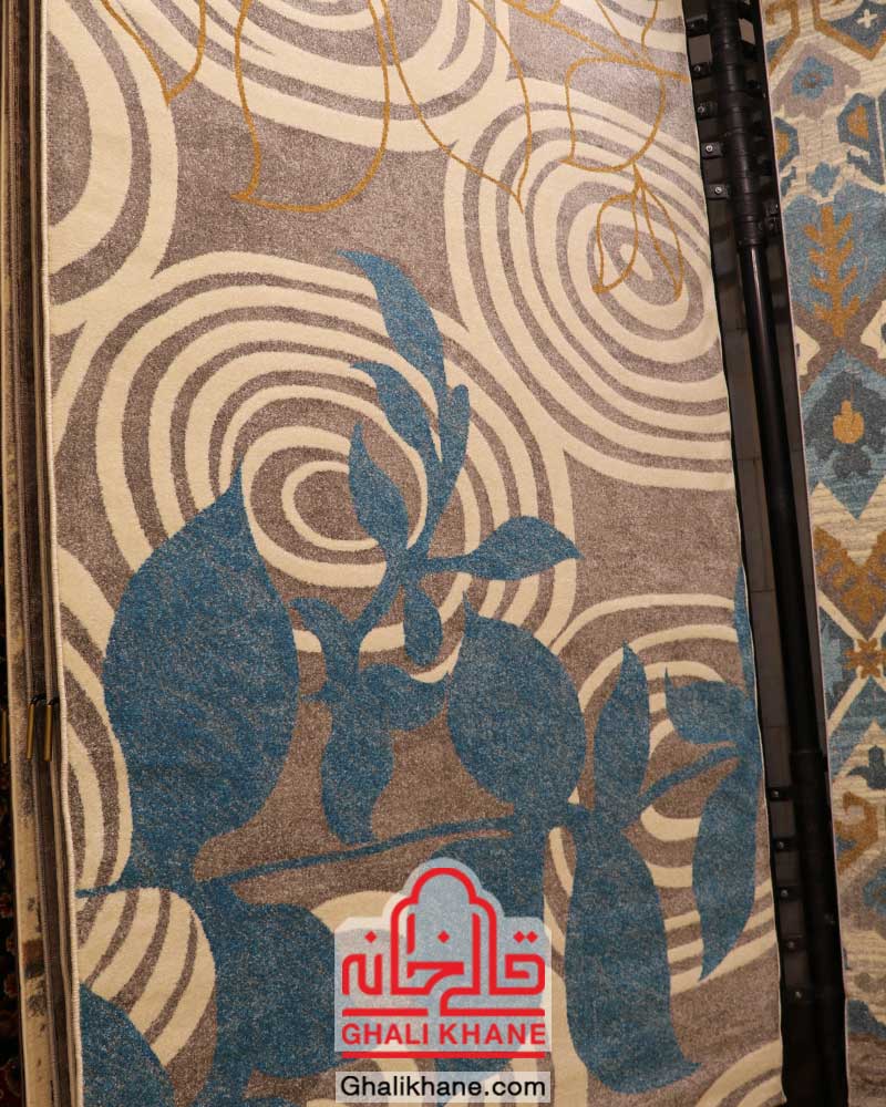 گلیم فرش ماشینی ساوین کد 4050 نقره ای