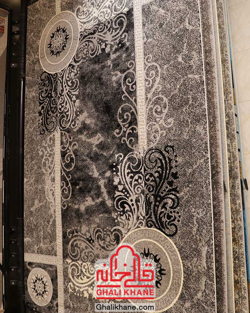 گلیم فرش ماشینی ساوین کد 4010 مشکی