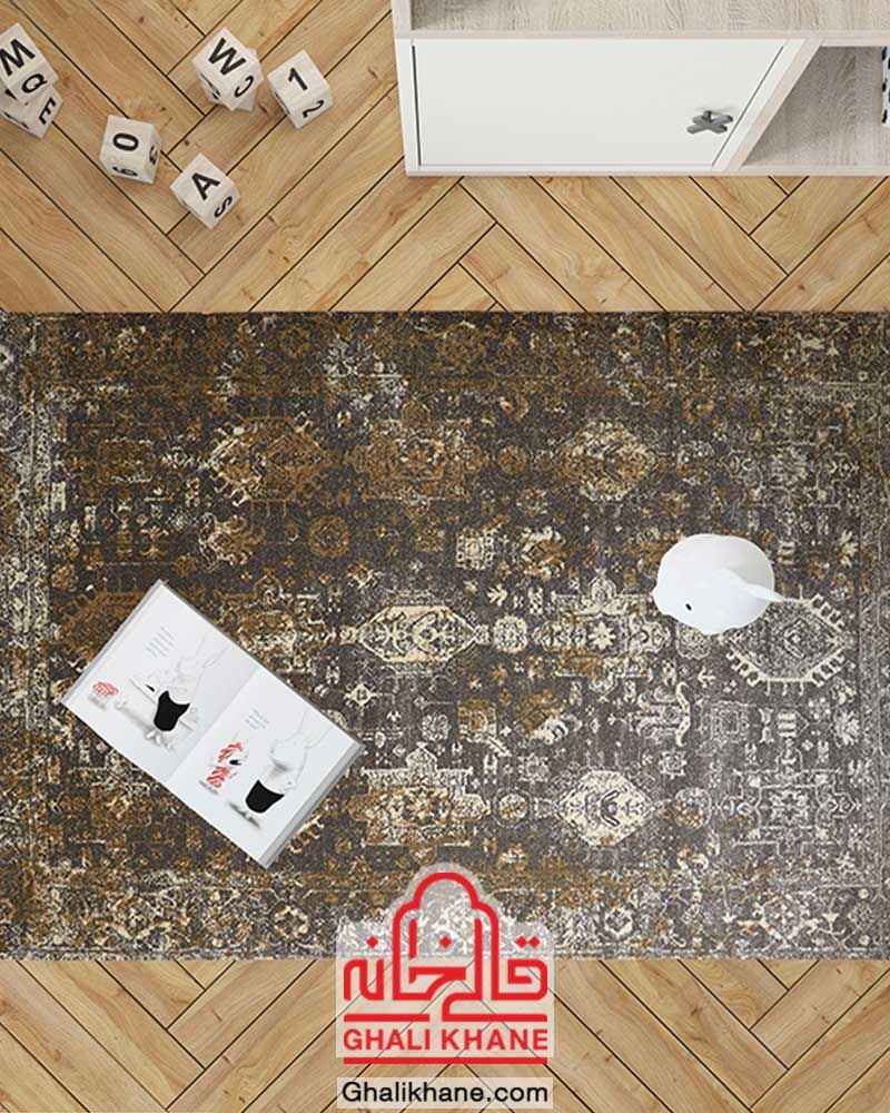 گلیم فرش ماشینی ساوین کد 4061 طوسی