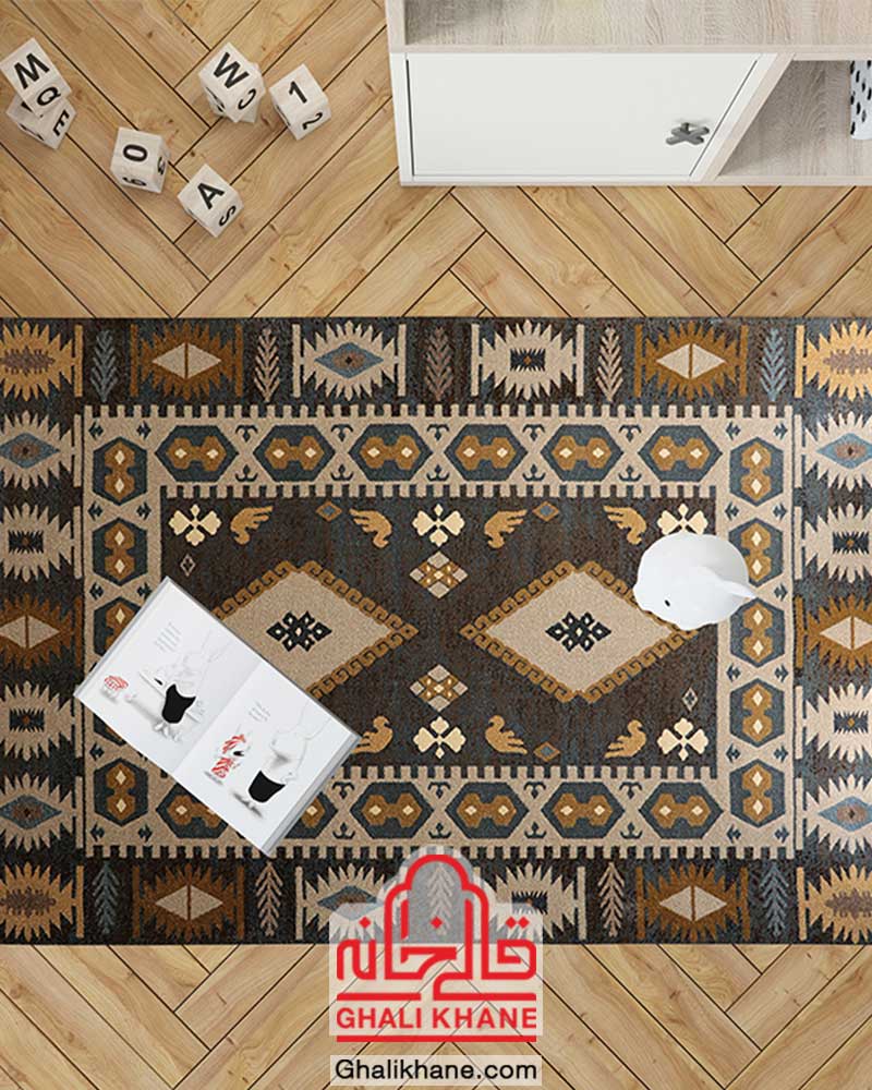 گلیم فرش ماشینی ساوین کد 4036 آبی