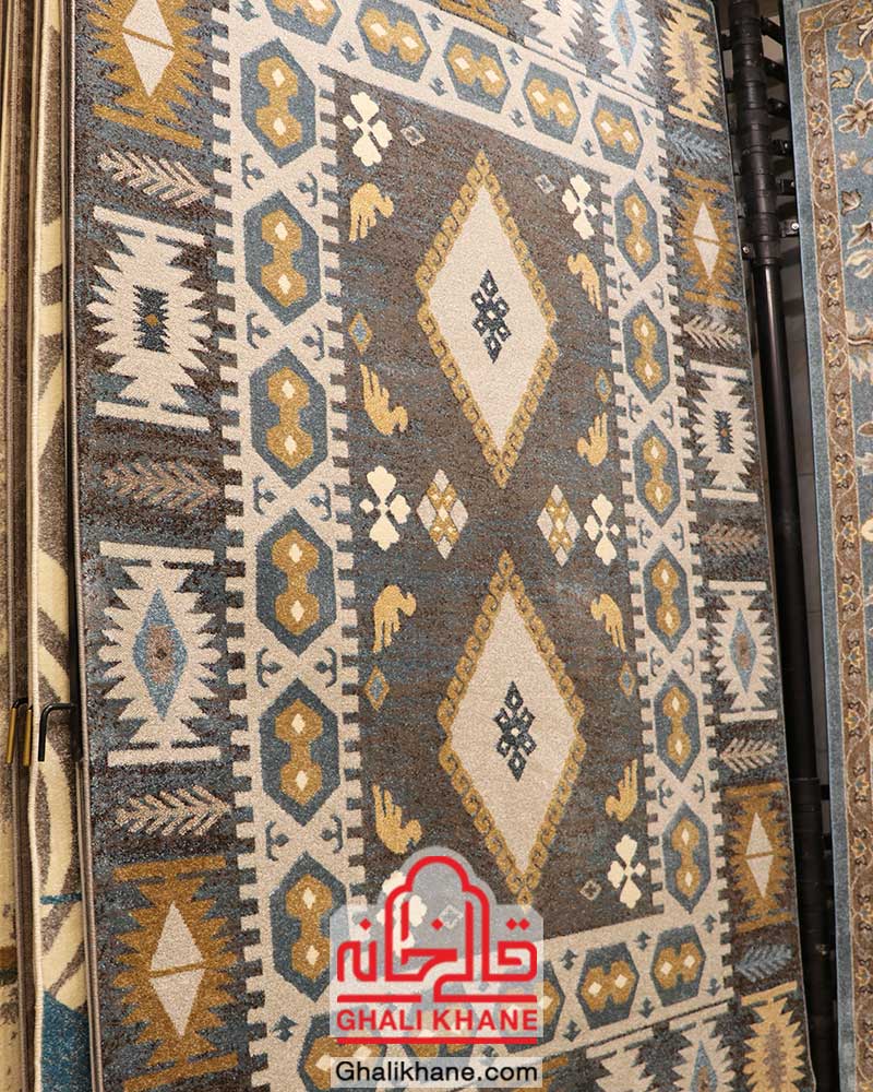 گلیم فرش ماشینی ساوین کد 4036 آبی