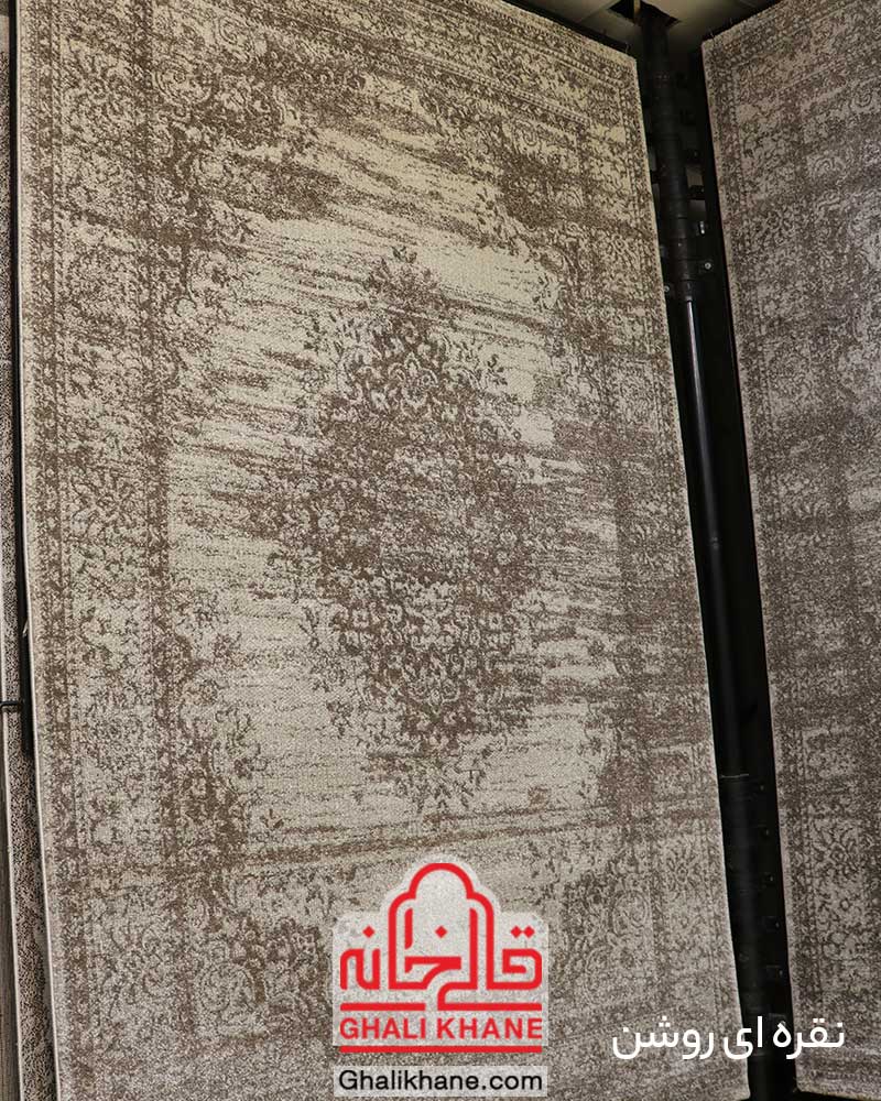 گلیم فرش ماشینی ساوین کد 4062 نقره ای روشن