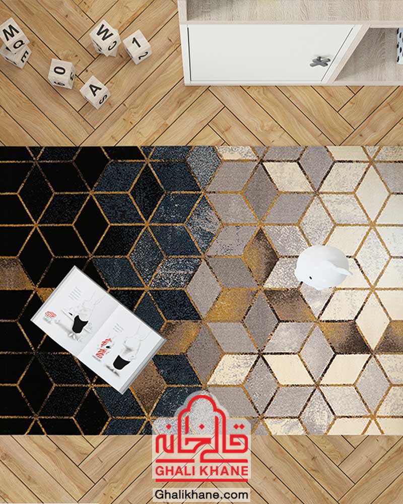 گلیم فرش ماشینی ساوین کد 4043 مشکی