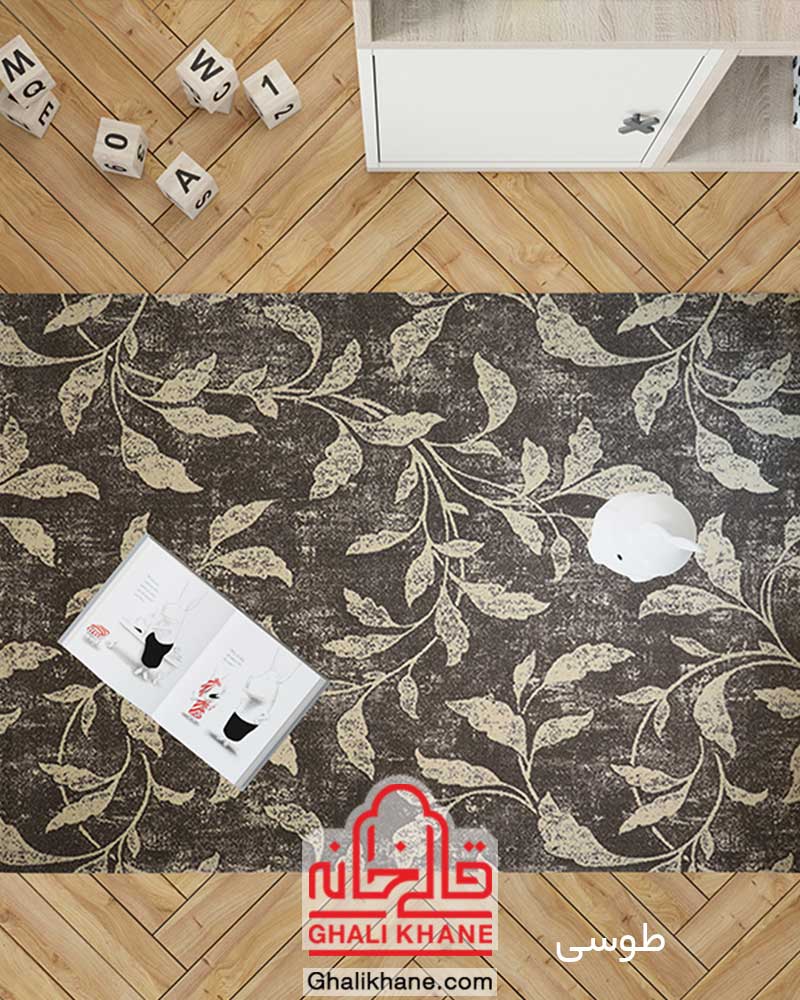 گلیم فرش ماشینی ساوین کد 4089 طوسی