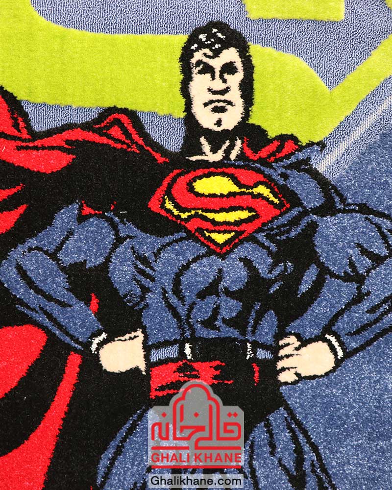 گلیم فرش ماشینی طرح سوپرمن یک و نیم متری
