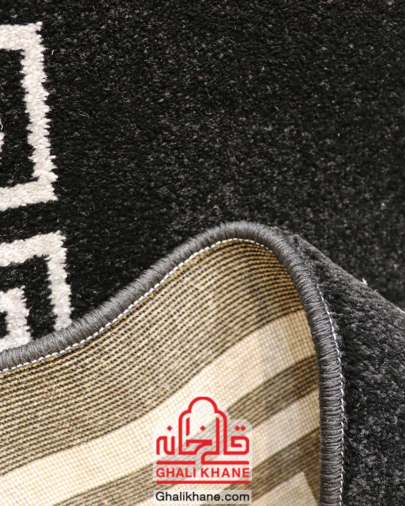 گلیم فرش ماشینی ساوین کد 4093 طرح ورساچه مشکی