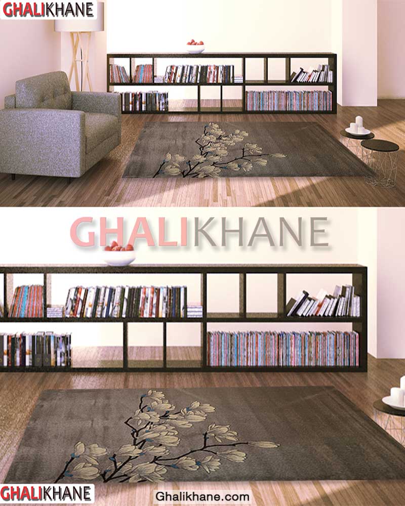 گلیم فرش ماشینی ساوین کد 4037 نقره ای روشن