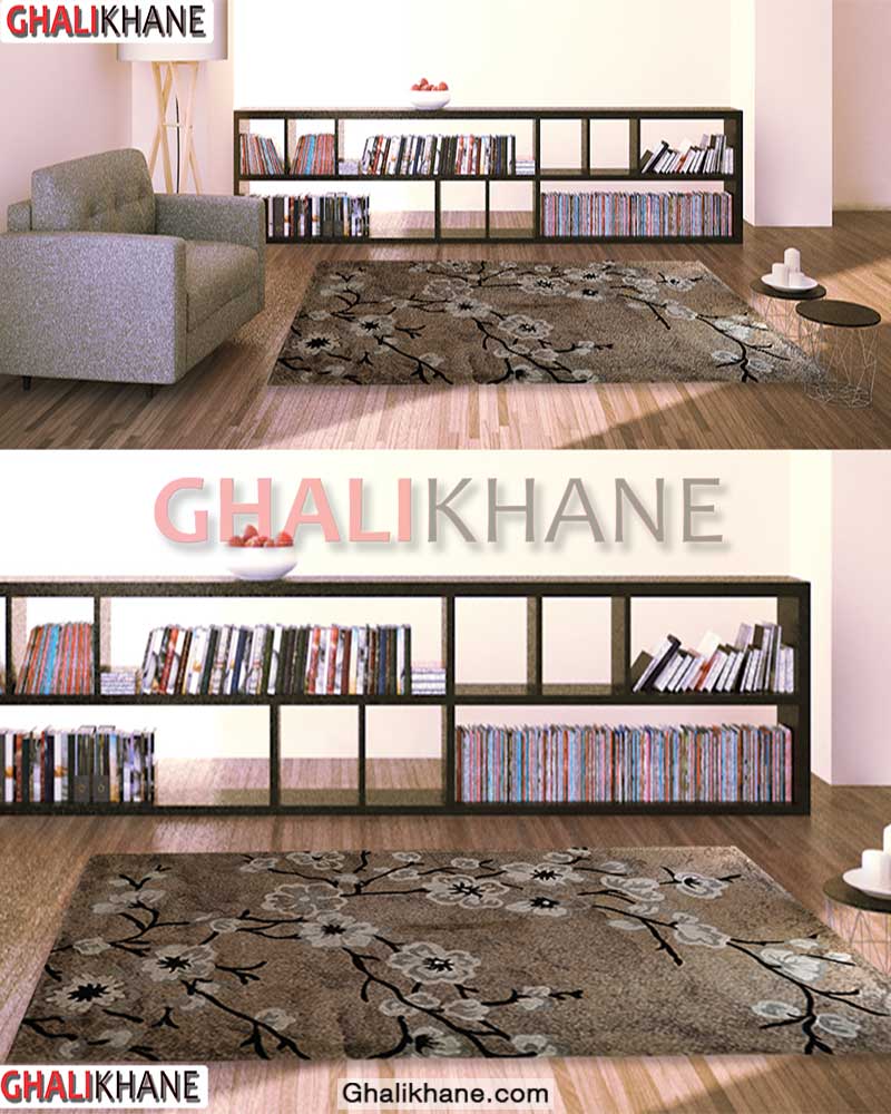 گلیم فرش ماشینی ساوین کد 4038 شکلاتی