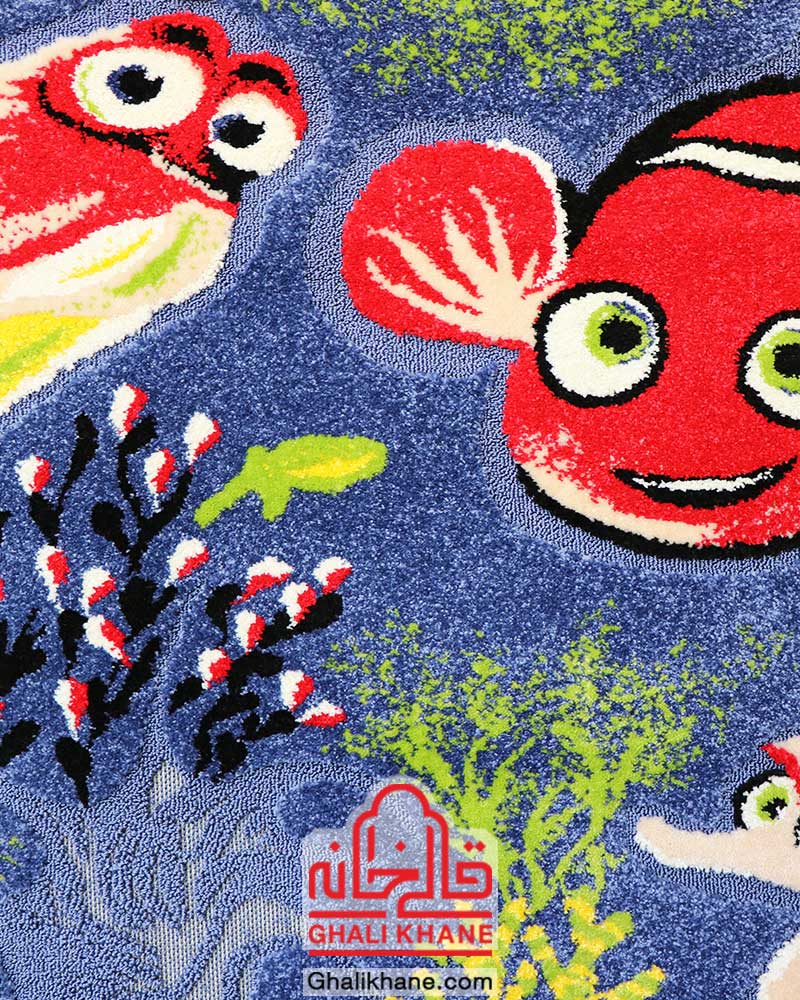 گلیم فرش ماشینی طرح ماهی یک و نیم متری