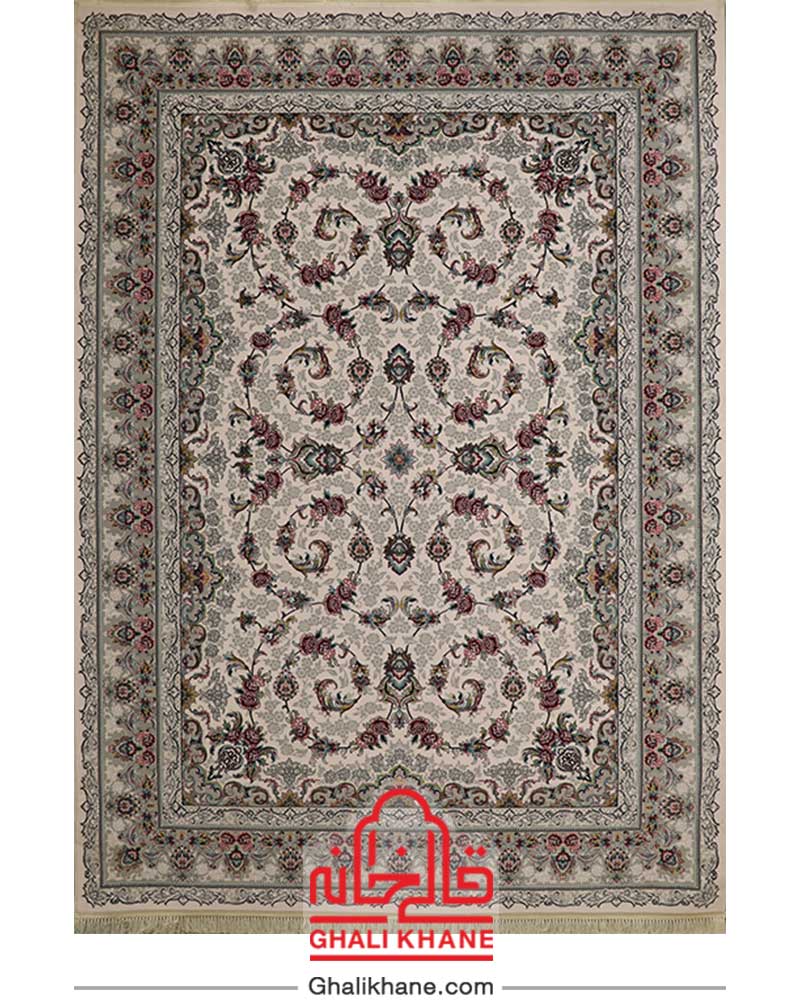 فرش ماشینی کاشان 700 شانه طرح ثریا کرم