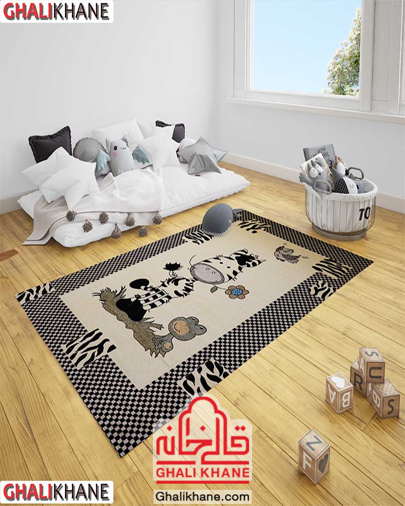 گلیم فرش ماشینی ساوین کد 4057 کرم