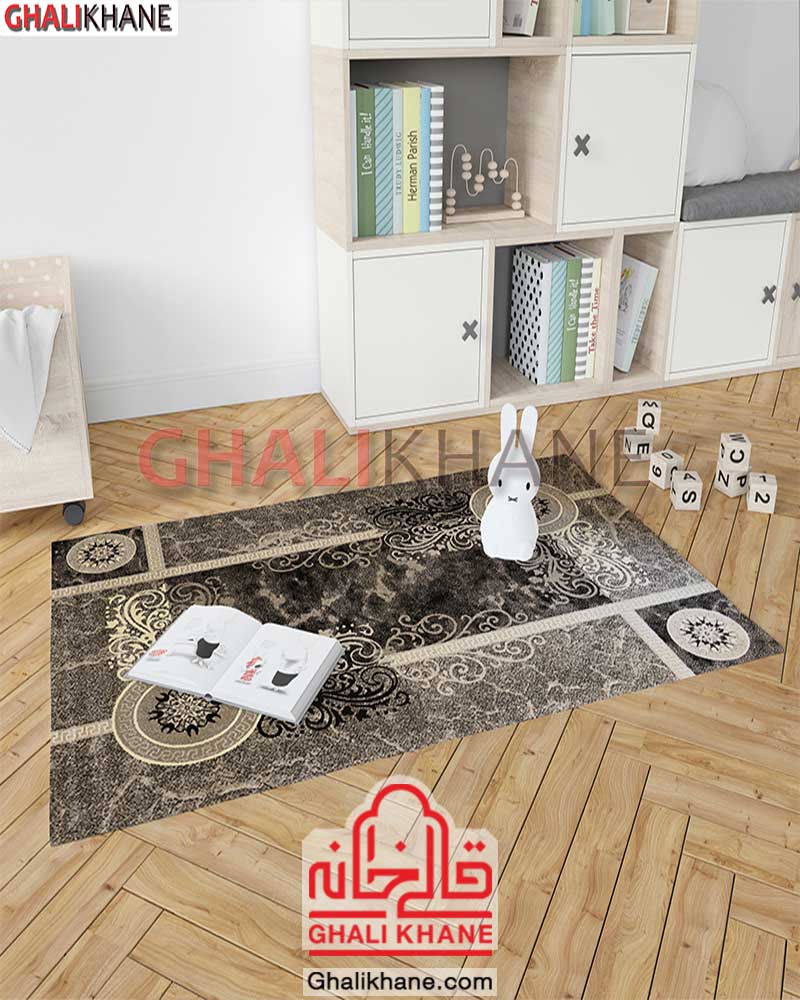 گلیم فرش ماشینی ساوین کد 4010 مشکی