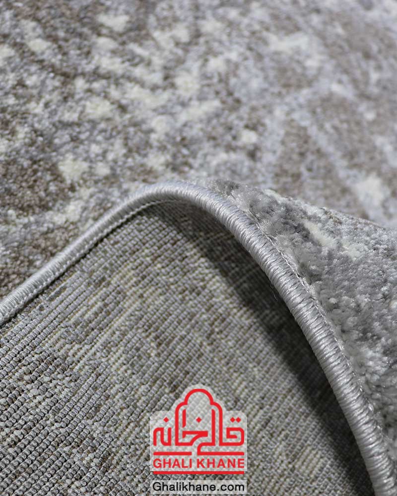 گلیم فرش ماشینی ساوین کد 4082 نقره ای