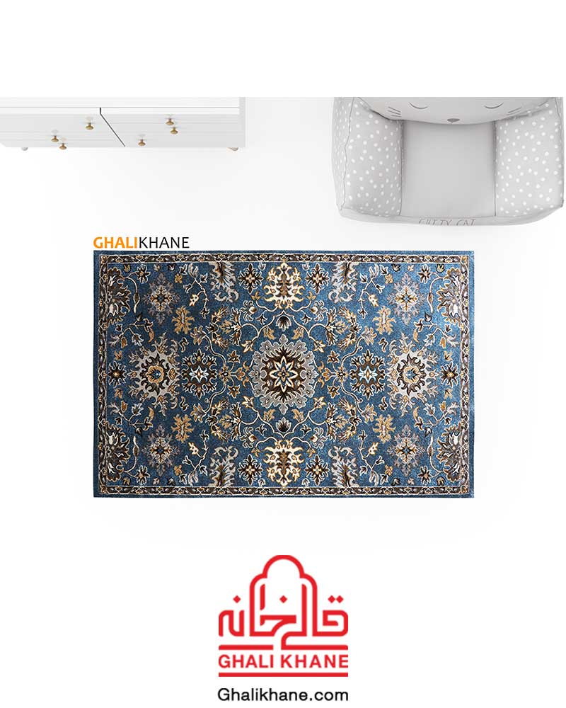 گلیم فرش ماشینی ساوین کد 4041 آبی