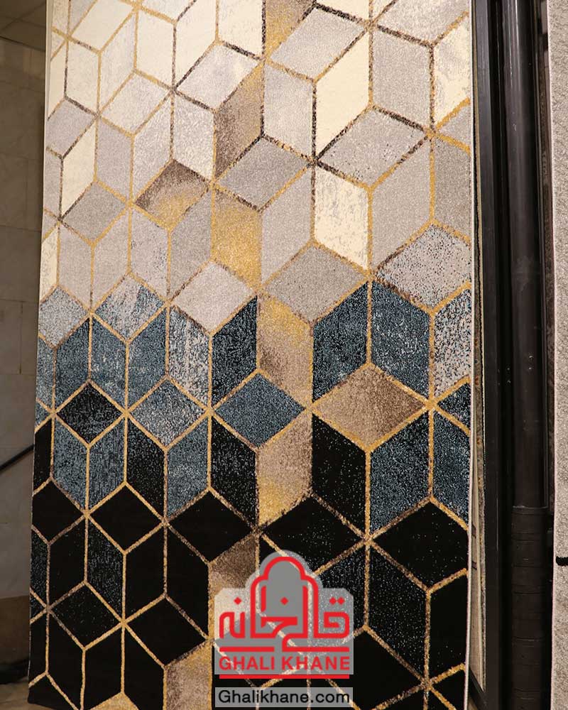 گلیم فرش ماشینی ساوین کد 4043 مشکی