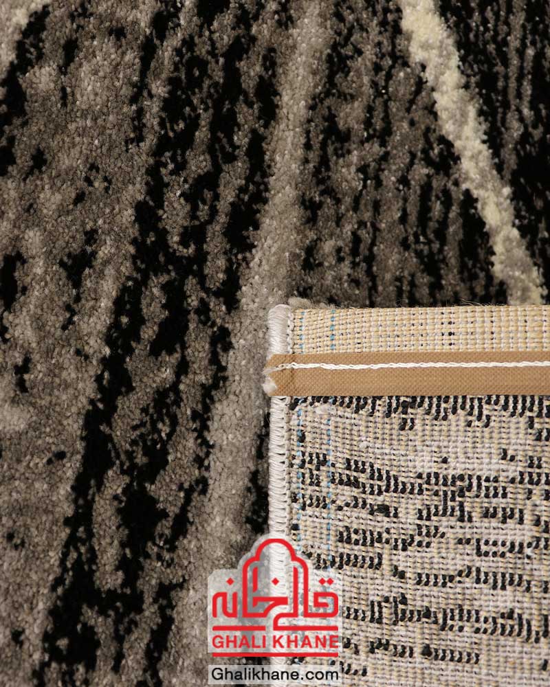 گلیم فرش ماشینی ساوین کد 4083 نقره ای مشکی