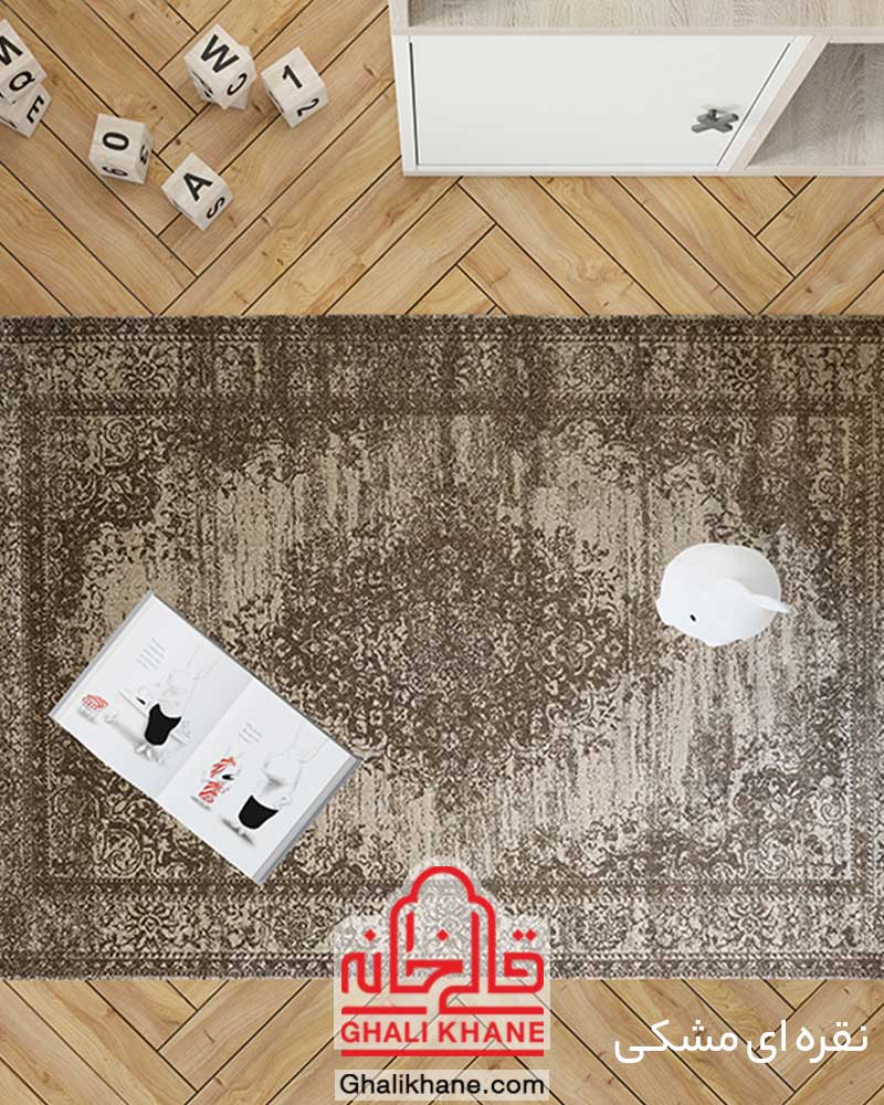 گلیم فرش ماشینی ساوین کد 4062 نقره ای مشکی