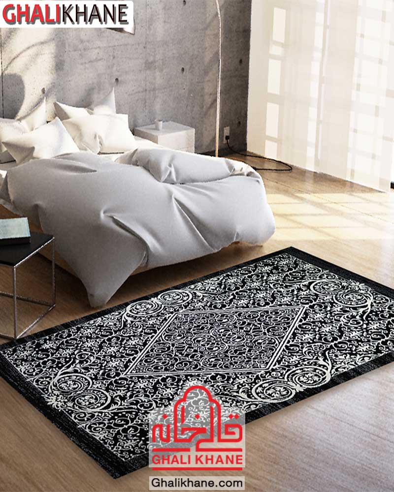 گلیم فرش ماشینی ساوین کد 4069 مشکی