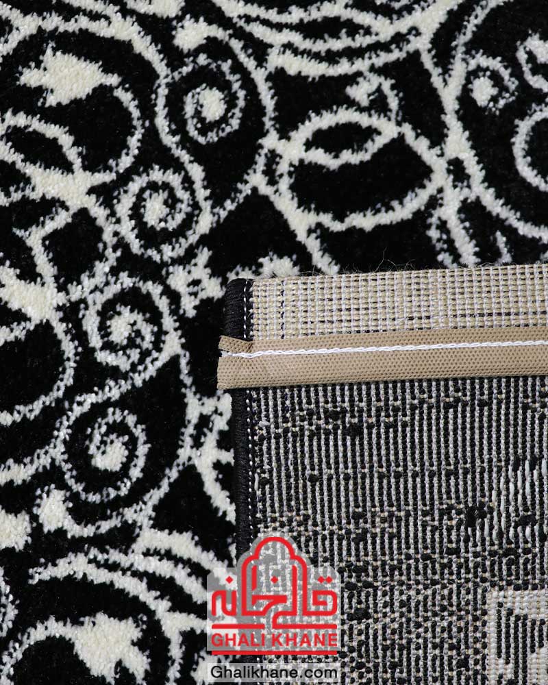 گلیم فرش ماشینی ساوین کد 4069 مشکی