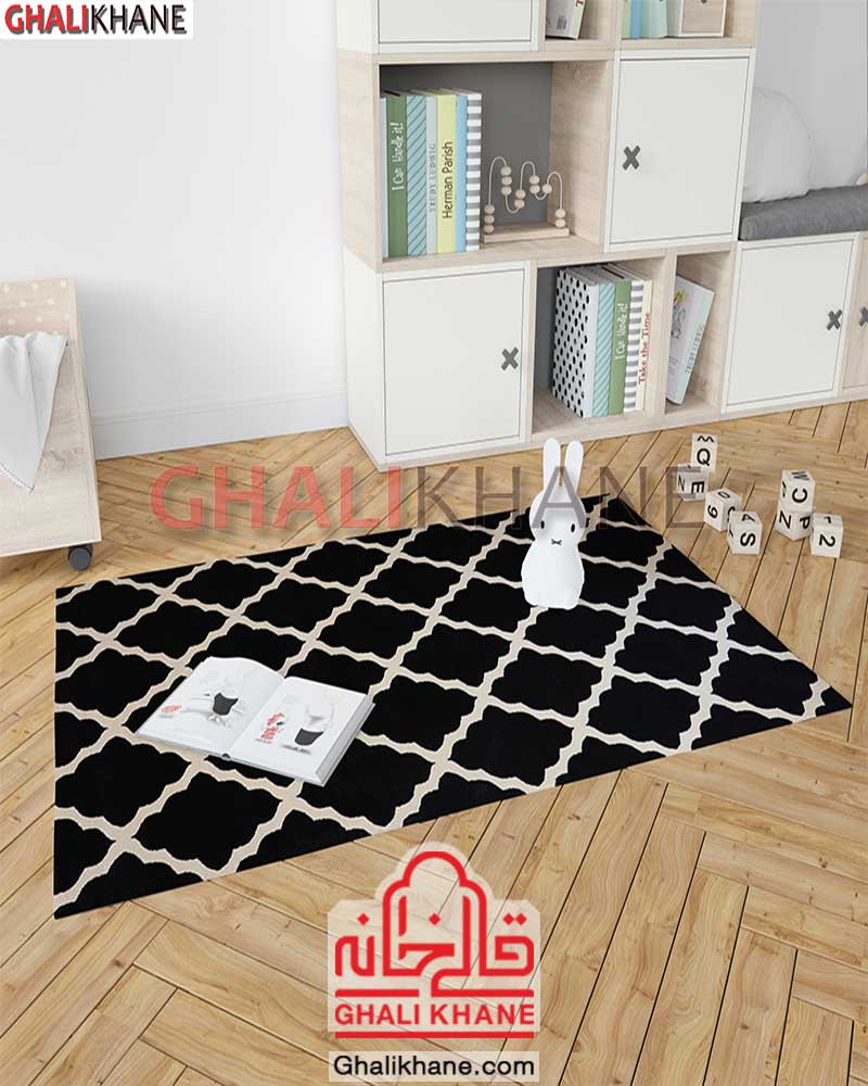 گلیم فرش ماشینی ساوین کد 4025 مشکی