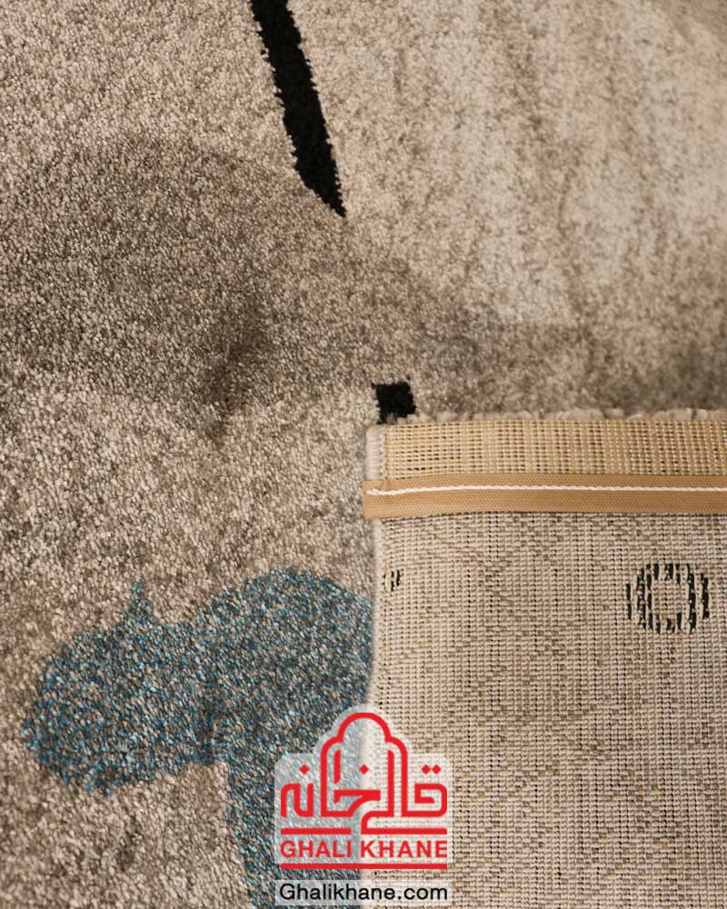 گلیم فرش ماشینی ساوین کد 4008 نقره ای