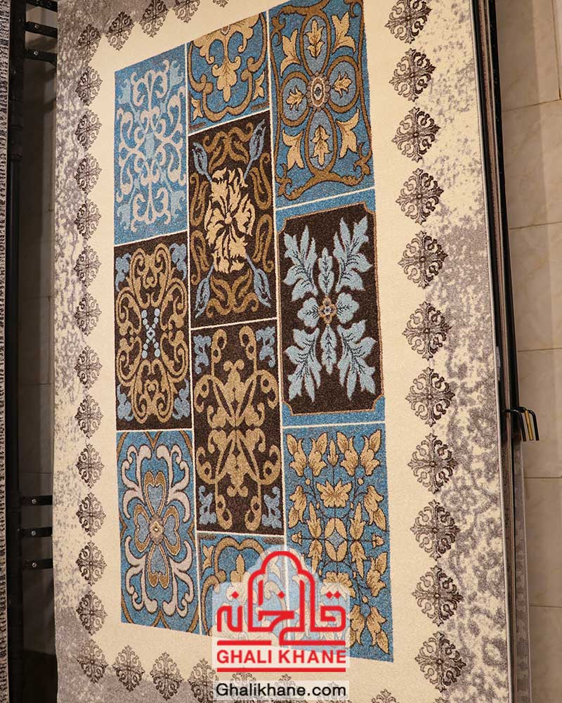 گلیم فرش ماشینی ساوین کد 4046 کرم